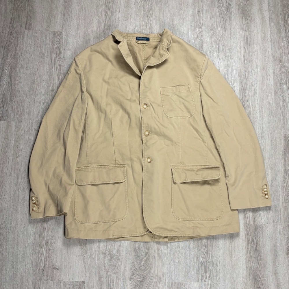 Vintage Polo Ralph Lauren Chore Jacket Mens XXL Tan Cotton Safari Field Coat